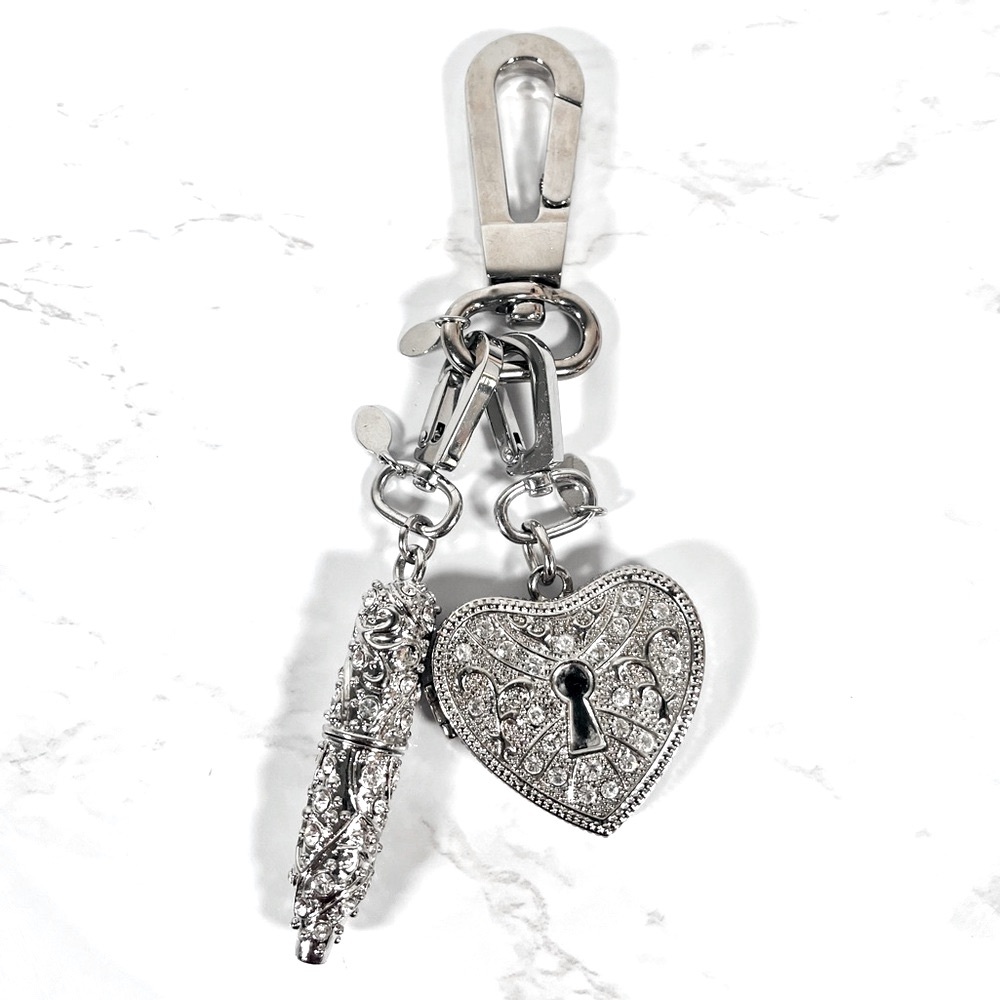 Joy Mangano Silver Bag Charm Keychain Accessory - Picture 2 of 11